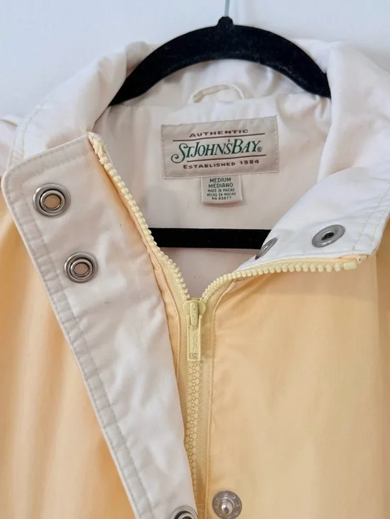 Vintage 90’s Butter Yellow St.John's Bay Hooded Anorak Utility Jacket Womens M - Picture 5 of 14